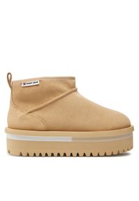 Tommy Jeans Śniegowce Tjw Suede Flatform Boot Wl EN0EN02599 Beżowy. Kolor: beżowy. Materiał: skóra, zamsz