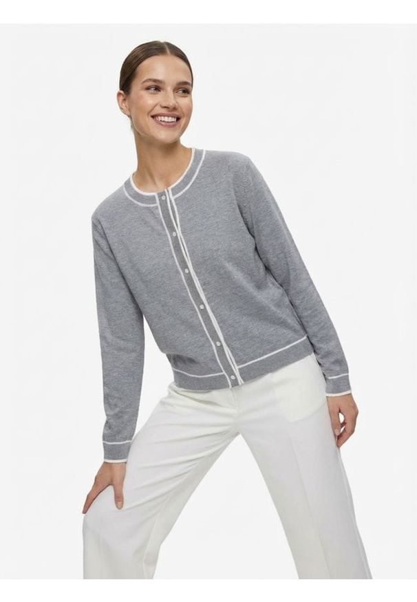 Sinsay - Kardigan z kontrastową lamówką - szary. Kolor: szary