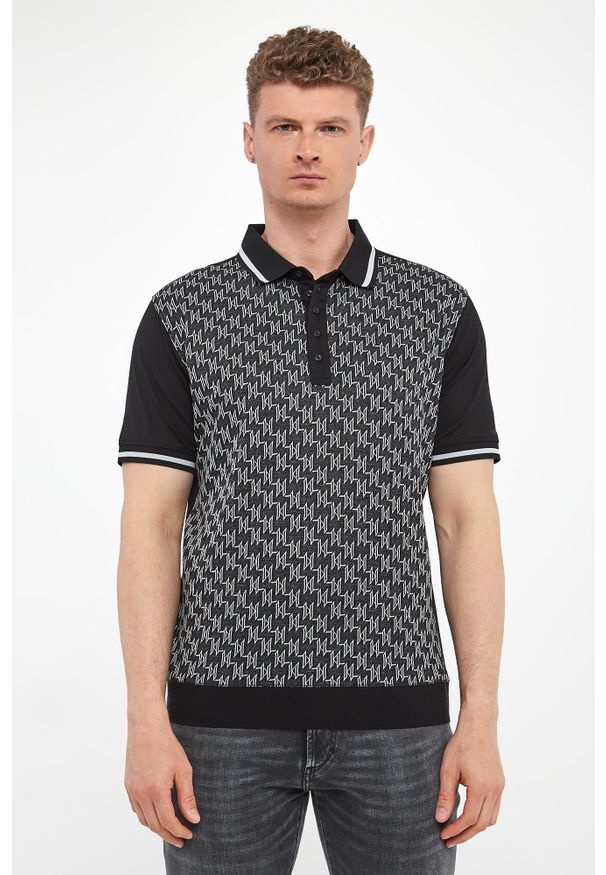 Karl Lagerfeld - Polo męskie z nadrukiem logo KARL LAGERFELD. Typ kołnierza: polo. Wzór: nadruk