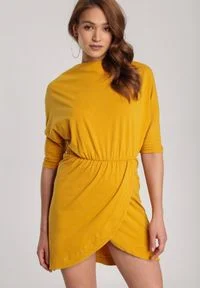 Renee - Żółta Sukienka Aquaneh. Kolor: żółty. Typ sukienki: proste, dopasowane. Długość: mini #4