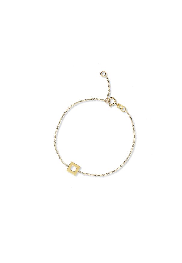 W.KRUK - Bransoletka złota kwadrat. Materiał: złote. Kolor: złoty. Wzór: geometria, aplikacja