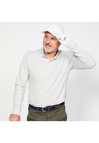 INESIS - Koszulka do golfa polo z długim rękawem męska MW500. Typ kołnierza: polo, golf. Kolor: szary. Materiał: bawełna, poliester, materiał. Długość rękawa: długi rękaw. Długość: długie
