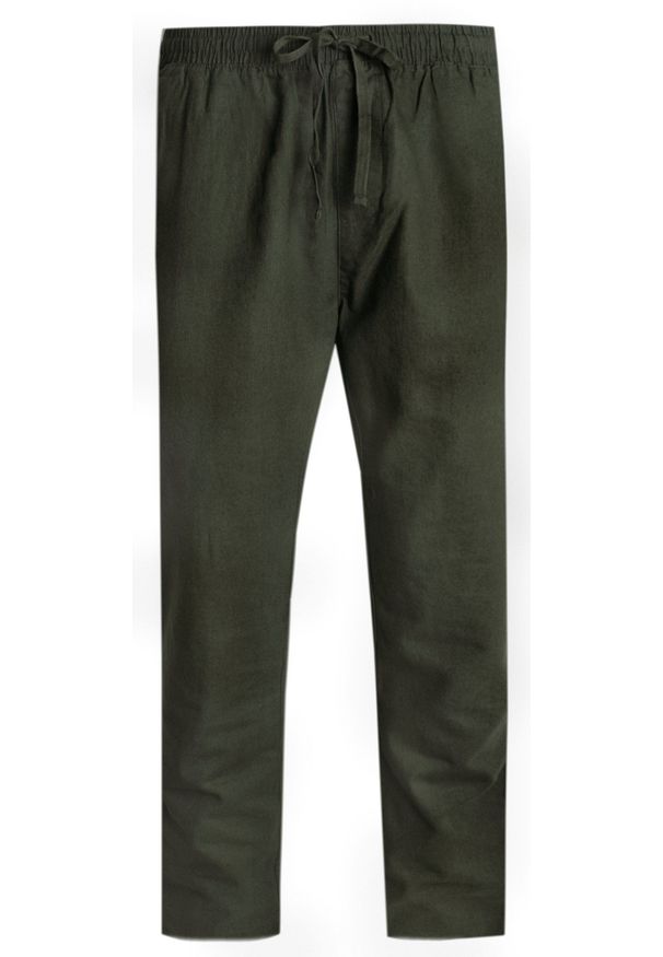 Lniane Spodnie Idealne na Lato - Brave Soul - Khaki. Kolor: brązowy. Materiał: bawełna, len. Sezon: lato. Styl: klasyczny, wakacyjny