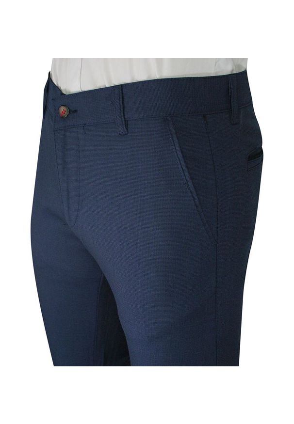Tomy Walker - Spodnie Eleganckie, Granatowe, Granatowe, Zwężane, CHINOSY, Męskie -TOMY WALKER. Kolor: niebieski. Materiał: wiskoza, poliester, elastan. Styl: elegancki