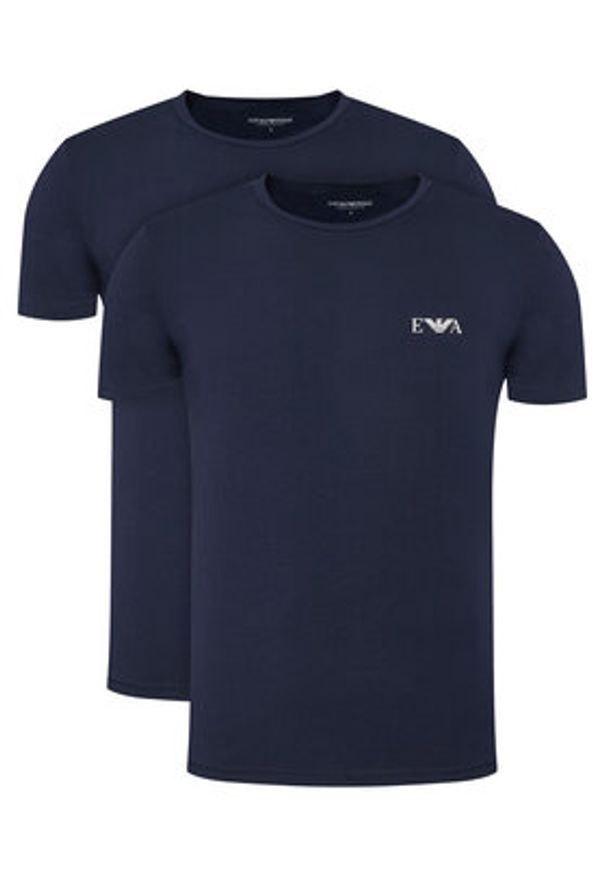 Emporio Armani Underwear Komplet 2 t-shirtów EM001849 AF14131 MB143 Granatowy Fitted Fit. Kolor: niebieski. Materiał: bawełna