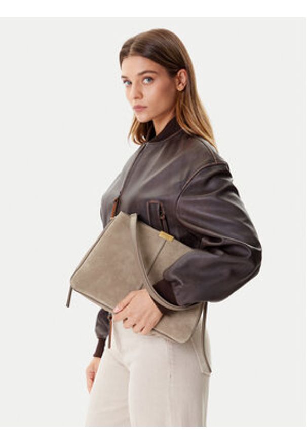 TOMMY HILFIGER - Tommy Hilfiger Torebka Casual Leather Shoulder Bag Sued AW0AW18201 Beżowy. Kolor: beżowy. Materiał: skórzane, zamszowe. Styl: casual