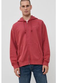 Levi's® - Levi's Bluza bawełniana męska kolor czerwony z kapturem gładka. Okazja: na spotkanie biznesowe, na co dzień. Typ kołnierza: kaptur. Kolor: czerwony. Materiał: bawełna. Wzór: gładki. Styl: casual, biznesowy #1