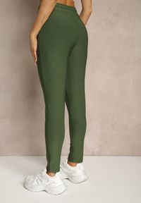 Renee - Zielone Dopasowane Spodnie High Waist z Gumką i Wiązaniem w Talii Zelpia. Okazja: na co dzień. Stan: podwyższony. Kolor: zielony. Styl: casual, elegancki #5