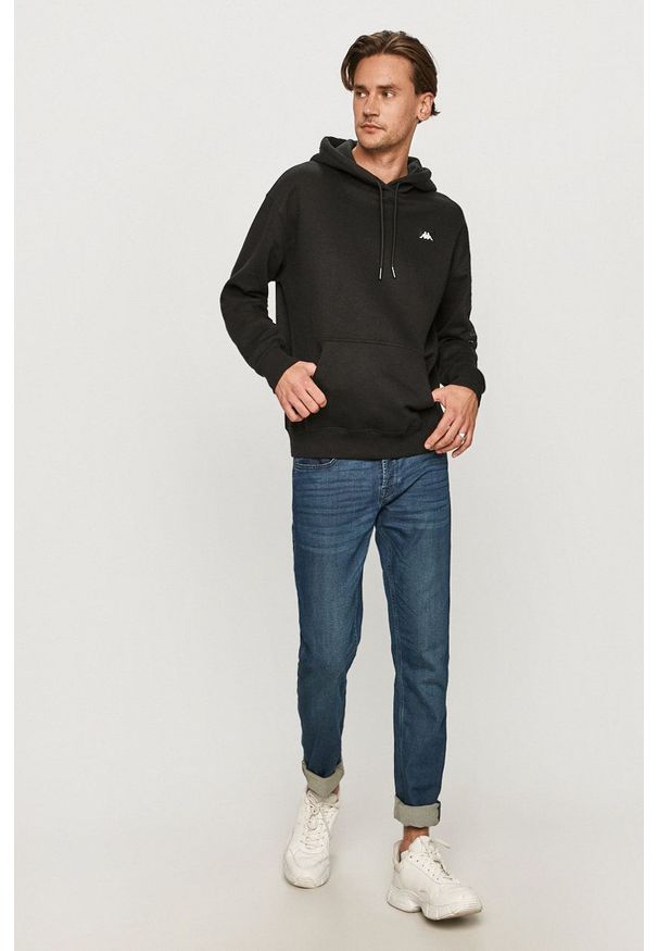 Kappa - Bluza. Okazja: na co dzień. Typ kołnierza: kaptur. Kolor: czarny. Wzór: aplikacja. Styl: casual