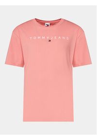 Tommy Jeans T-Shirt Linear Logo DM0DM17993 Różowy Regular Fit. Kolor: różowy. Materiał: bawełna #4