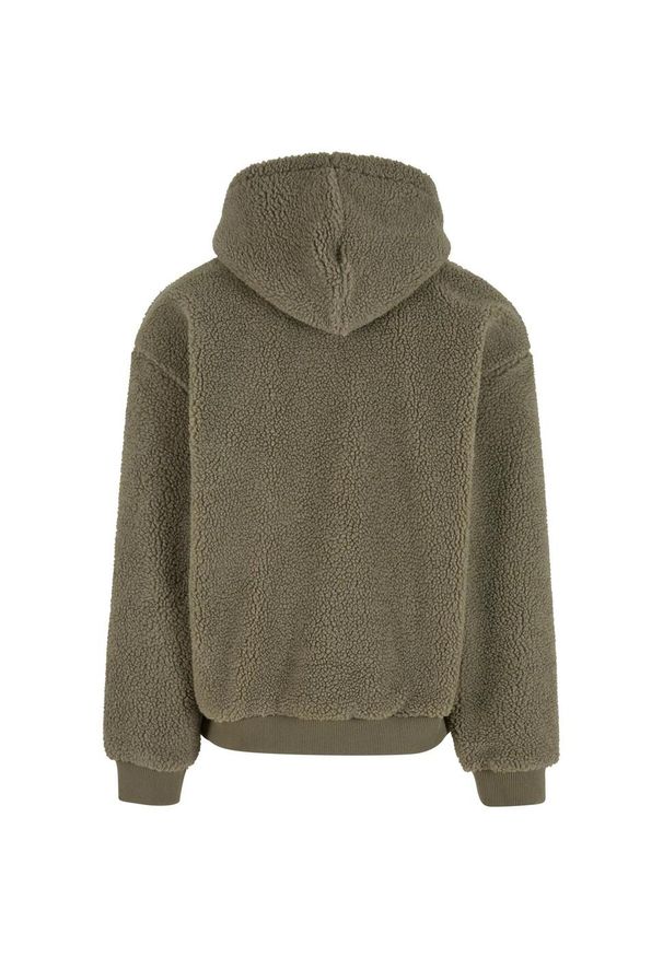 Urban Classics - Bluza Z Kapturem Męska Polar Pluszowy Oversized. Typ kołnierza: kaptur. Kolor: zielony. Materiał: polar