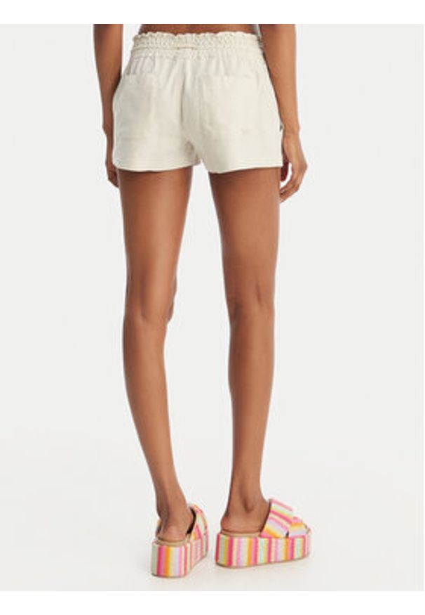 Roxy Szorty materiałowe Oceanside ARJNS03007 Beżowy Regular Fit. Kolor: beżowy. Materiał: len