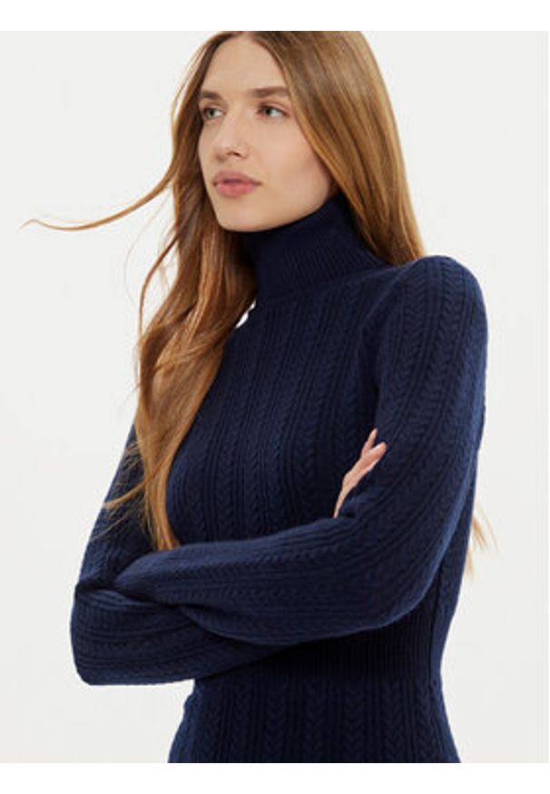 Fracomina Sukienka codzienna FR24WD5010K53201 Granatowy Slim Fit. Okazja: na co dzień. Kolor: niebieski. Materiał: wełna. Typ sukienki: proste. Styl: casual