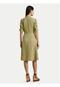 Lauren Ralph Lauren - LAUREN RALPH LAUREN Sukienka koszulowa 200905667015 Zielony Regular Fit. Kolor: zielony. Materiał: len. Typ sukienki: koszulowe #5