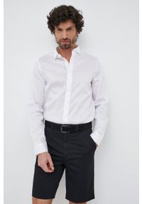 Armani Exchange koszula bawełniana męska kolor biały slim z kołnierzykiem klasycznym. Typ kołnierza: kołnierzyk klasyczny. Kolor: biały. Materiał: bawełna. Długość rękawa: długi rękaw. Długość: długie. Styl: klasyczny #3