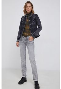 Pepe Jeans Kurtka jeansowa Thrift damska kolor szary przejściowa. Okazja: na co dzień. Kolor: szary. Styl: casual