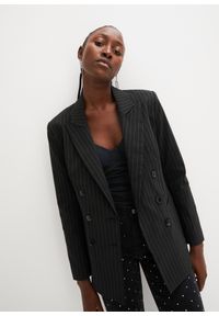 bonprix - Żakiet w tenisowe prążki. Kolor: czarny. Wzór: prążki #1