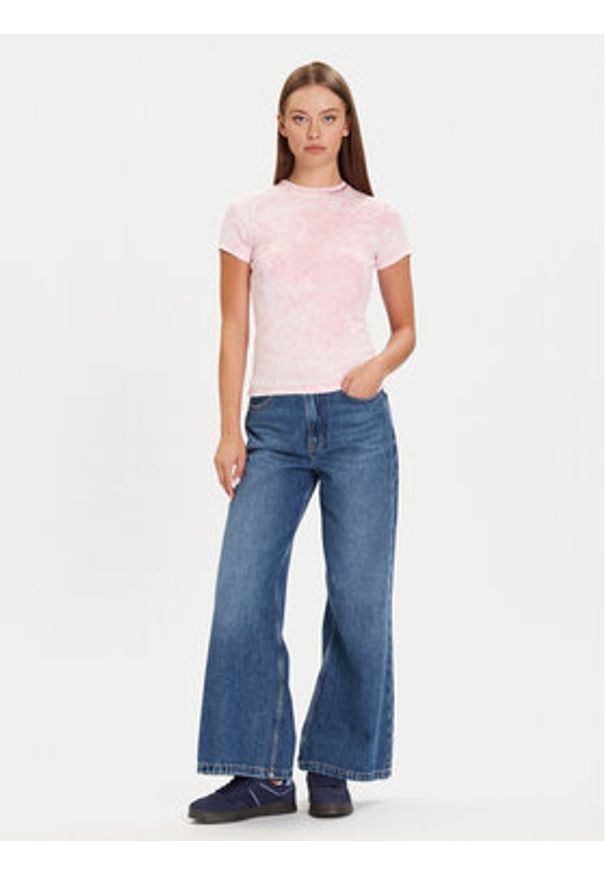 Tommy Jeans T-Shirt DW0DW21531 Różowy Slim Fit. Kolor: różowy. Materiał: bawełna