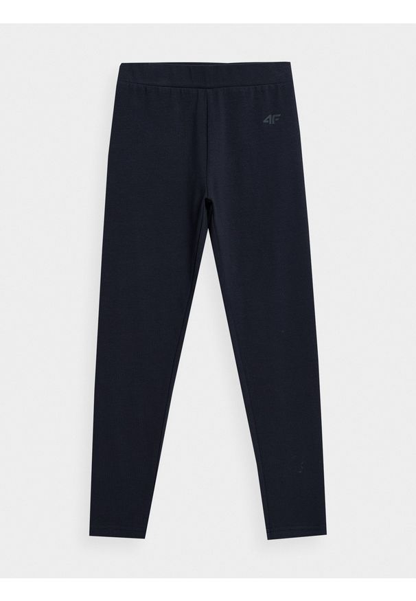 4f - 4F Legginsy dzianinowe dziewczęce 122 (6-7 lat). Okazja: na co dzień. Kolor: niebieski. Materiał: dzianina. Sezon: lato. Styl: casual