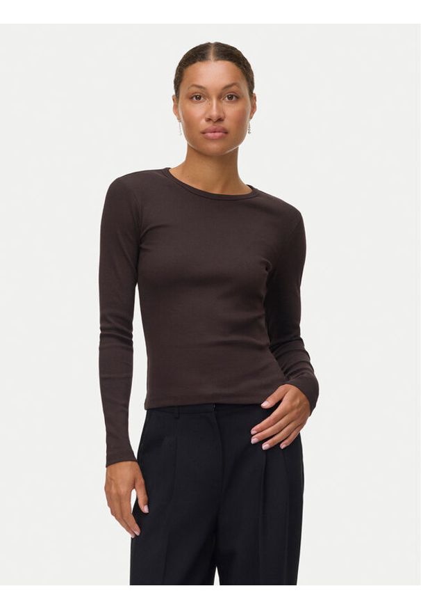 Vero Moda Top Chloe 10306897 Brązowy Slim Fit. Kolor: brązowy. Materiał: bawełna