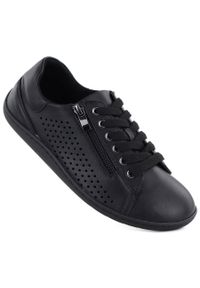 Skórzane półbuty damskie barefoot ażurowe czarne Gino Fabiani OL38-6. Kolor: czarny. Materiał: skóra. Wzór: ażurowy #1