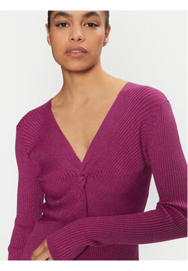 Artigli Sweter ACMA000110 Różowy Slim Fit. Kolor: różowy. Materiał: wiskoza