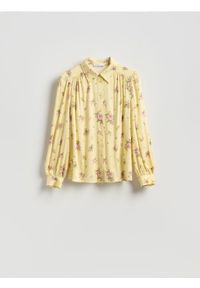 Reserved - Wzorzysta koszula z wiskozy - jasnożółty. Kolor: żółty. Materiał: wiskoza #1