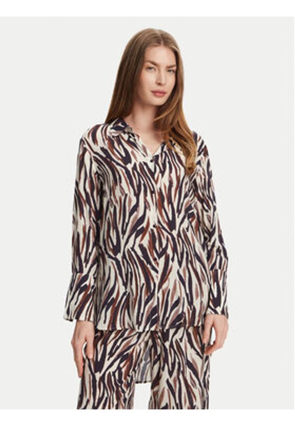 SELMARK - Selmark Komplet koszula i spodnie materiałowe BL676 Brązowy Relaxed Fit. Kolor: brązowy. Materiał: wiskoza