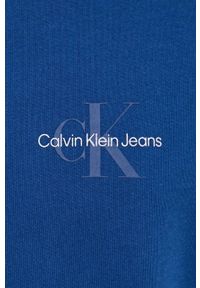 Calvin Klein Jeans bluza bawełniana męska kolor granatowy gładka. Okazja: na co dzień. Kolor: niebieski. Materiał: bawełna. Wzór: gładki. Styl: casual #3