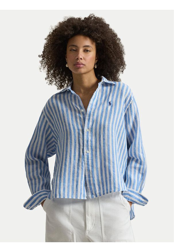 Polo Ralph Lauren Koszula 211935130500 Niebieski Relaxed Fit. Typ kołnierza: polo. Kolor: niebieski. Materiał: len