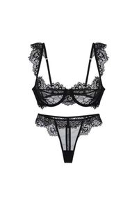 Intica - Komplet bielizny z koronkowymi ramiączkami na romantyczne wieczory Lavonda. Kolor: czarny. Materiał: koronka. Wzór: koronka