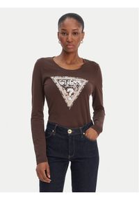 Guess Bluzka W6RI33 J1314 Brązowy Regular Fit. Kolor: brązowy. Materiał: bawełna #1