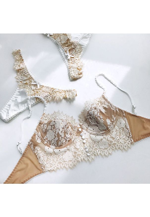 Intica - Braletka koronkowa usztywniana na co dzień Eudoxia. Kolor: biały. Materiał: koronka. Wzór: koronka