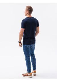 Ombre Clothing - T-shirt męski z nadrukiem - granatowy V1B S1434 - XXL. Kolor: niebieski. Materiał: bawełna. Wzór: nadruk. Styl: klasyczny #4