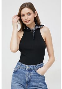 Polo Ralph Lauren top bawełniany kolor czarny. Typ kołnierza: polo. Kolor: czarny. Materiał: bawełna