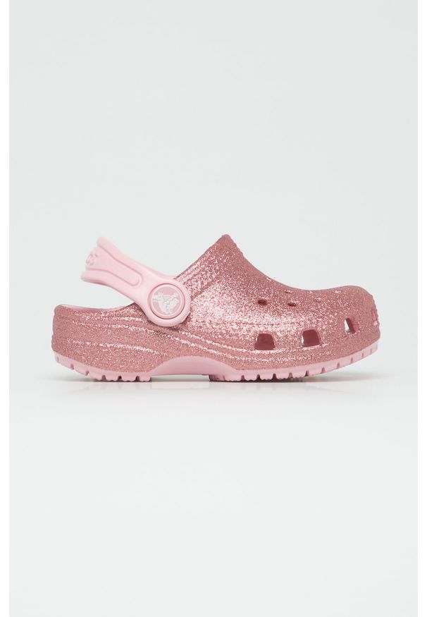Crocs - Klapki dziecięce. Nosek buta: okrągły. Kolor: różowy. Materiał: syntetyk, materiał, guma