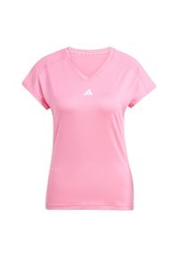 Adidas - Koszulka AEROREADY Train Essentials Minimal Branding V-Neck. Typ kołnierza: dekolt w serek. Kolor: różowy, wielokolorowy, biały. Materiał: materiał