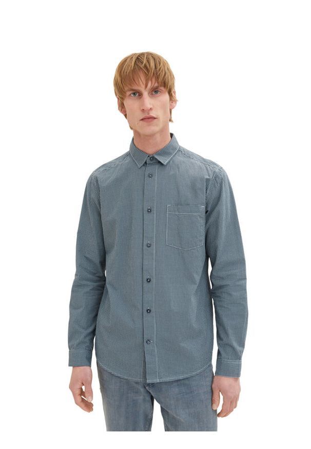 Tom Tailor Koszula 1034891 Niebieski Regular Fit. Kolor: niebieski. Materiał: bawełna
