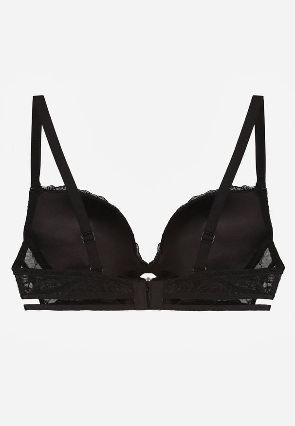 Renee - Czarny Koronkowy Biustonosz w Klasycznym Stylu z Aplikacją Galinassa. Kolor: czarny. Materiał: koronka. Wzór: aplikacja