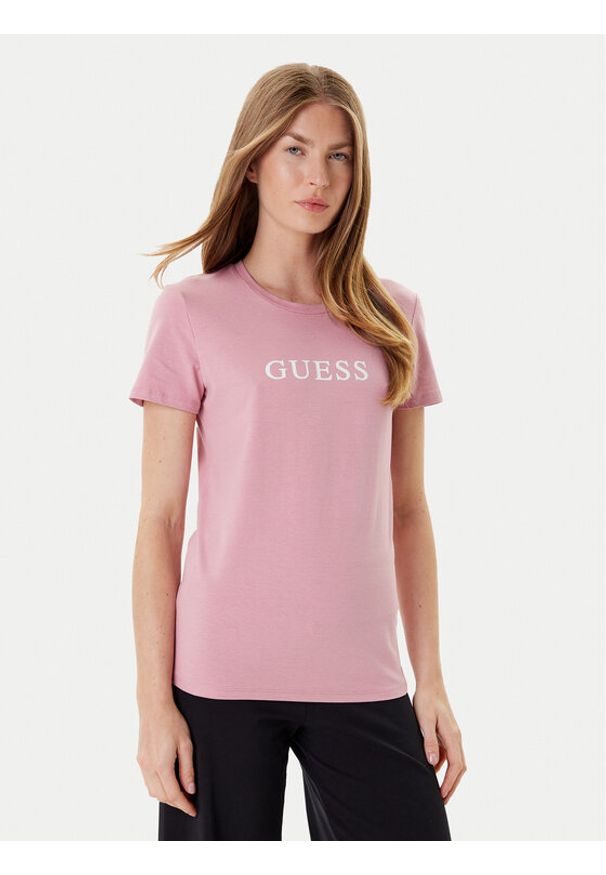 Guess T-Shirt O5RI01 KBBU1 Różowy Regular Fit. Kolor: różowy. Materiał: bawełna