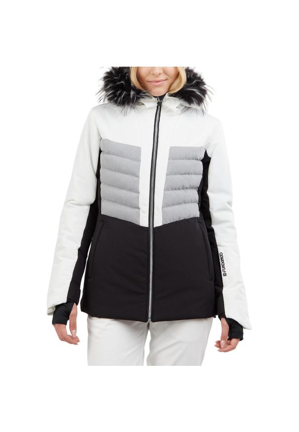 FUNDANGO - Kurtka narciarska damska Fundango Salina Padded. Kolor: biały, wielokolorowy, czarny. Materiał: futro. Wzór: aplikacja. Sport: narciarstwo