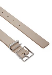 Calvin Klein Pasek Damski Branded Loop Square Belt 2.5 K60K612866 Beżowy. Kolor: beżowy. Materiał: skóra