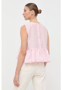 Custommade bluzka damska kolor różowy gładka. Okazja: na co dzień. Kolor: różowy. Materiał: tkanina. Wzór: gładki. Styl: casual