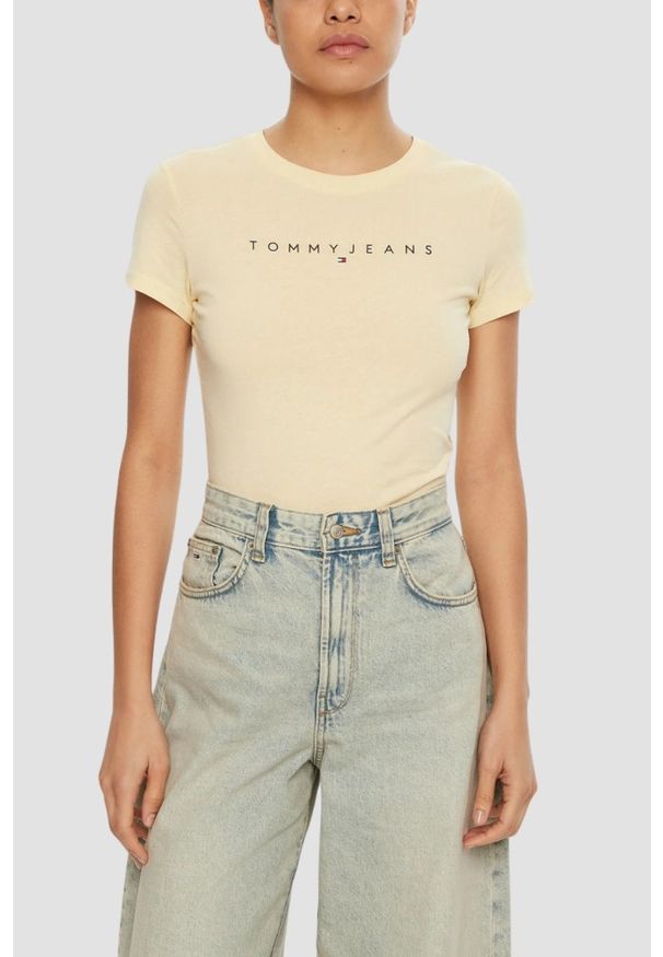 Tommy Jeans - TOMMY JEANS Żółty t-shirt damski, Rozmiar S. Kolor: żółty