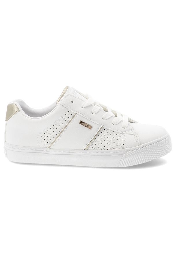 Big-Star - Sneakersy damskie Big Star, skóra ekologiczna perforowana cholewka sznurowany fason klasyczna gumowa podeszwa, białe, TT274291. Okazja: na co dzień. Zapięcie: sznurówki. Kolor: biały. Materiał: skóra ekologiczna, guma. Szerokość cholewki: normalna. Sport: turystyka piesza