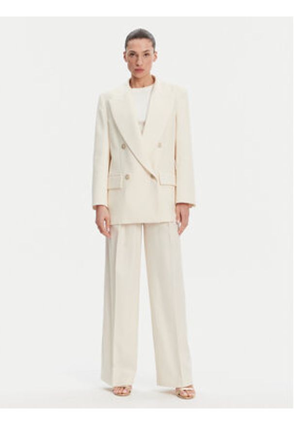 SIMONA CORSELLINI - Simona Corsellini Spodnie materiałowe P25CPPA01901 Écru Relaxed Fit. Kolor: kremowy. Materiał: wiskoza