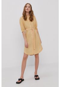 Vero Moda Sukienka mini prosta. Okazja: na co dzień. Kolor: żółty. Materiał: tkanina, bawełna. Typ sukienki: proste. Styl: casual. Długość: mini #3