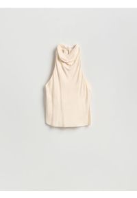 Reserved - Top halter - kremowy. Typ kołnierza: dekolt halter. Kolor: kremowy. Materiał: tkanina, wiskoza