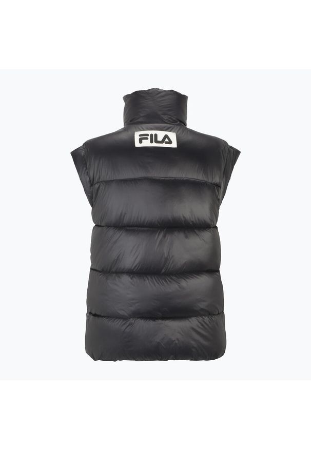 Fila - Bezrękawnik damski FILA Luzk Long Puffer Vest. Kolor: czarny. Długość rękawa: bez rękawów