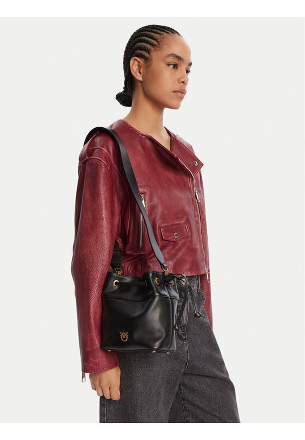 Pinko - PINKO Torebka Secchiello Mini Al 25-26 104303 A0QO Czarny. Kolor: czarny. Materiał: skórzane